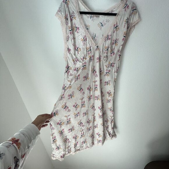 Morgan Lane Cordelia Lace Trimmed Floral Print Satin Nightgown Sz Xl Cottagecore - Picture 4 of 8